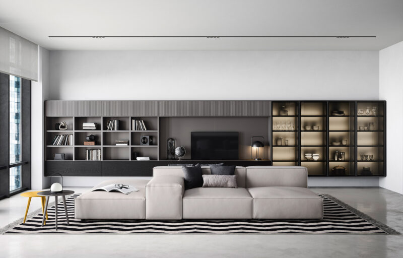 foto mobili soggiorno treviso parete attrezzata novamobili wall_30 e divano moderno
